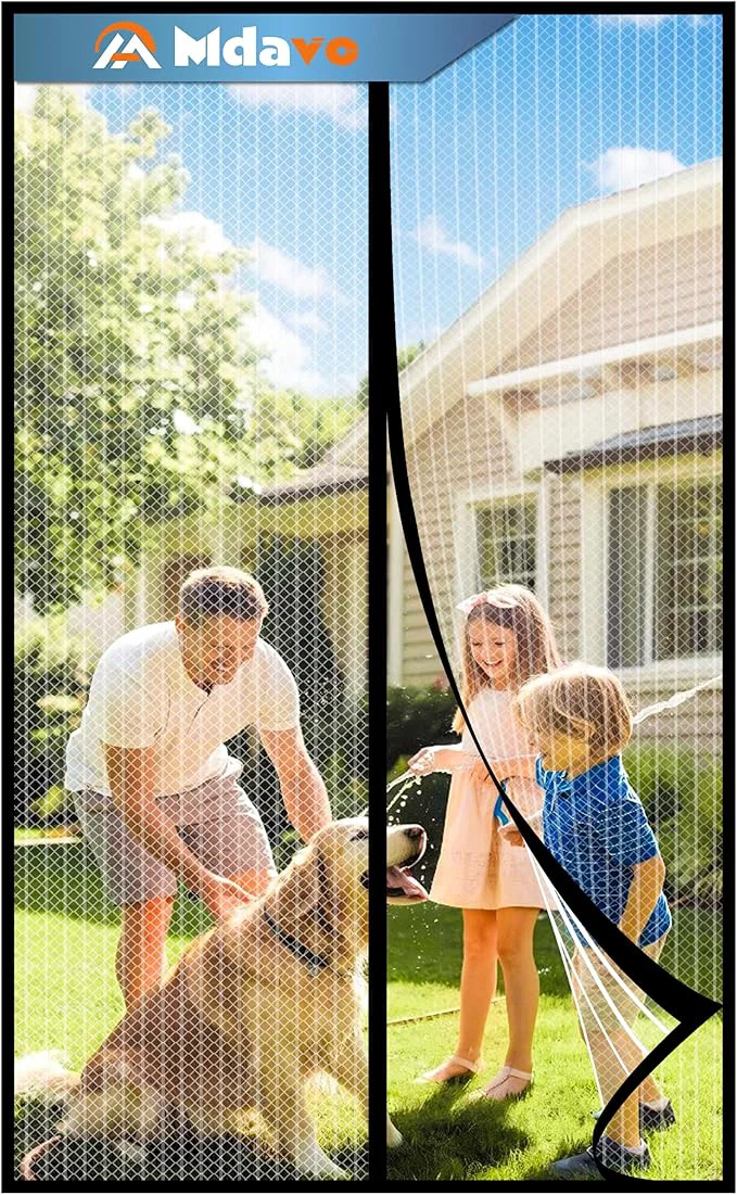 Expertly Made Magnetic Screen Door，Screen Door Mesh，Keep Bugs Out Heavy-Duty Mesh Curtain Solid