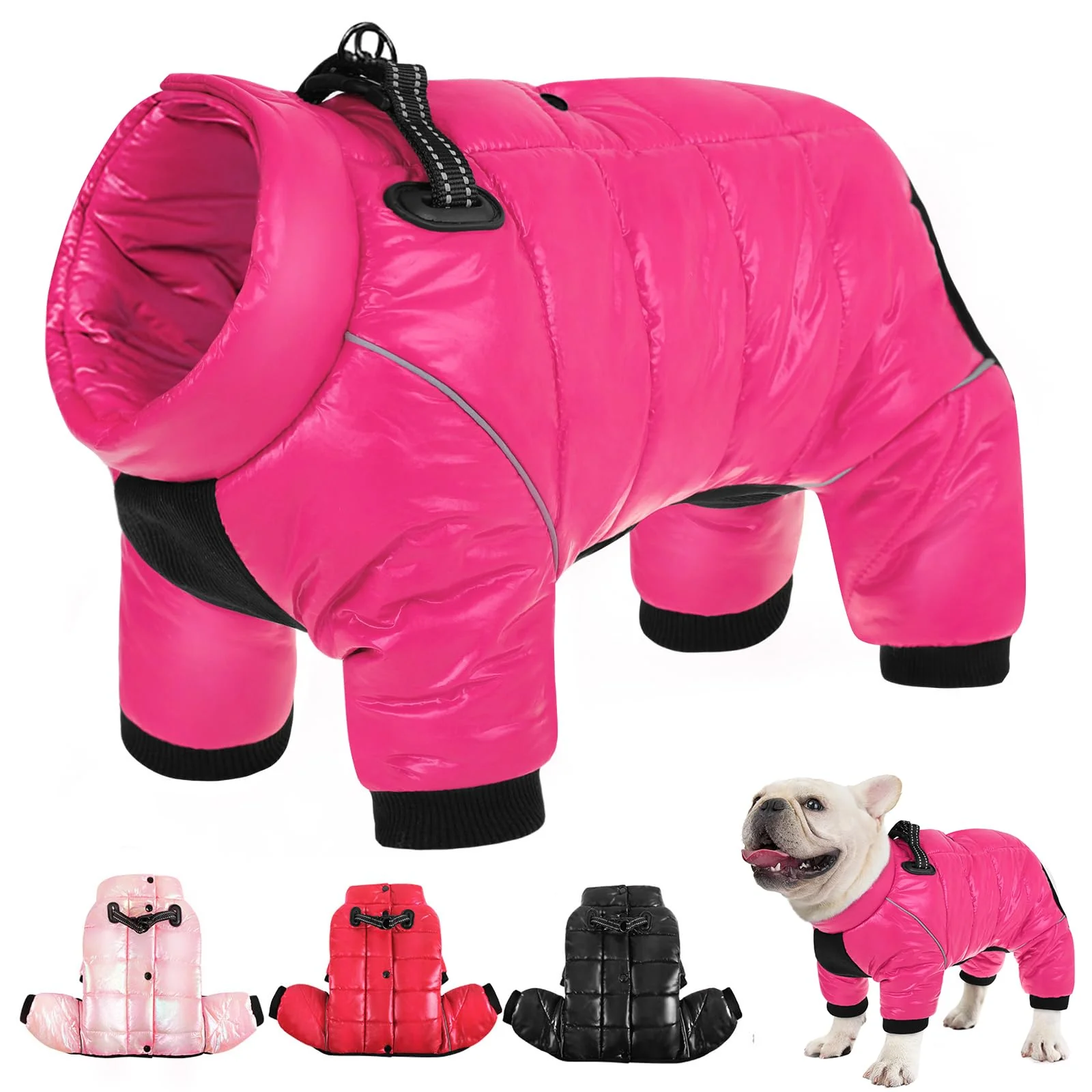 Classic AOFITEE Dog Coat for Small Dogs - Waterproof Winter Snowsuit in Rose Red Warm Fleece Puffer Jacket Eco-Friendly