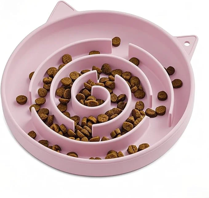 Authentic Slow Feeder Cat Bowl Durable Anti-Gulping Cat Food Bowl for Healthy Digestion Maze Design Easy to Clean for Wet Dry Food Pink About ThisOverview Premium