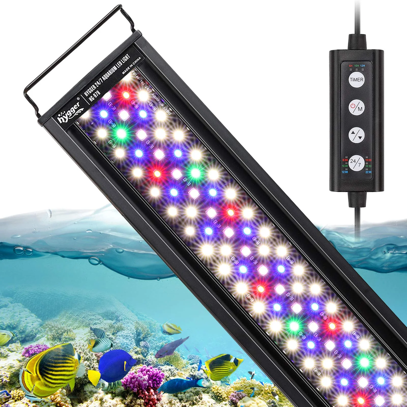 Natural hygger 22W Aquarium LED Light — 24 7 Sunrise-Daylight-Moonlight Modes DIY Mode Extendable Bracket Fashionable
