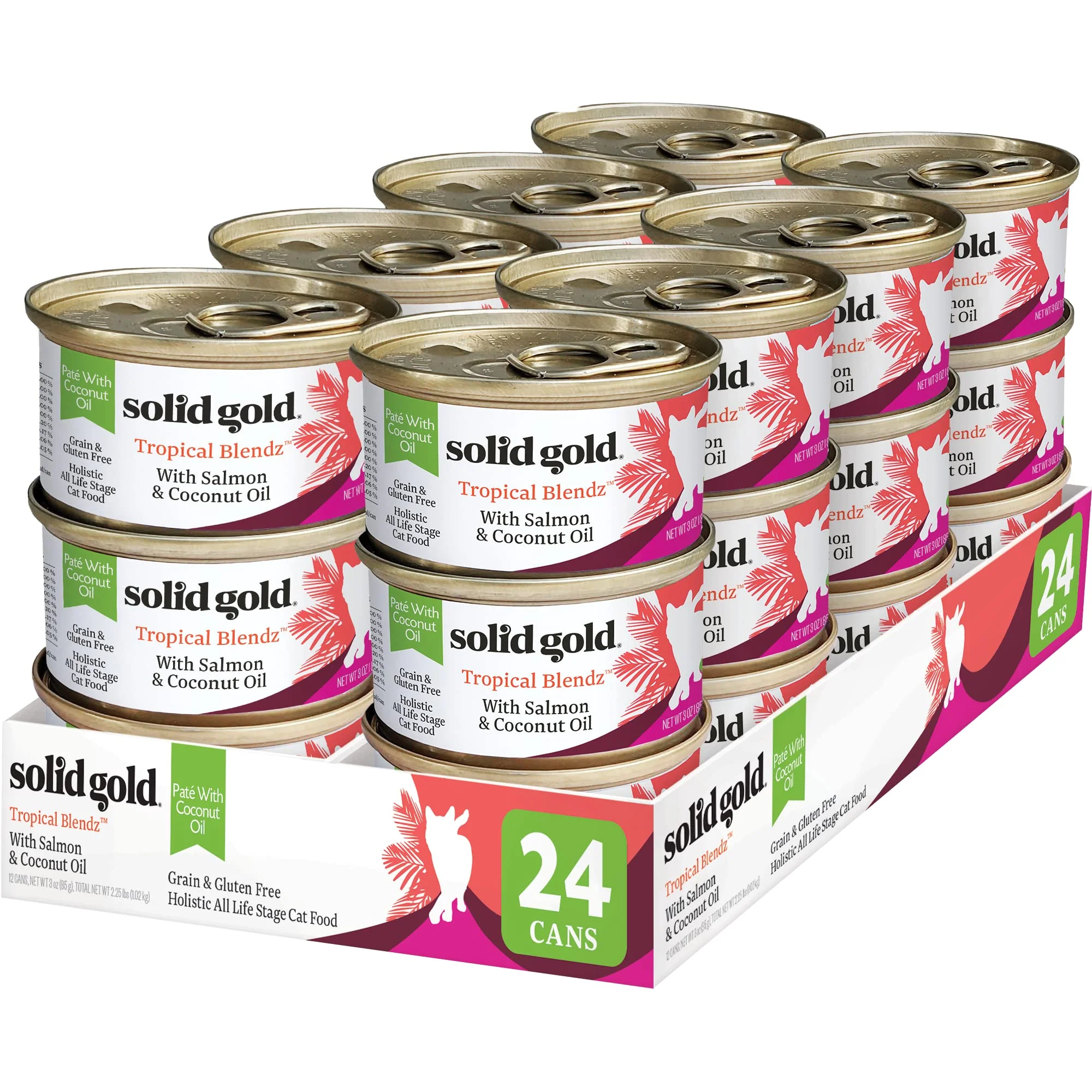 Stylish Solid Gold Wet Cat Food Pate with Salmon Coconut Oil – Grain- Gluten- 3oz Cans 24ct Top-Quality