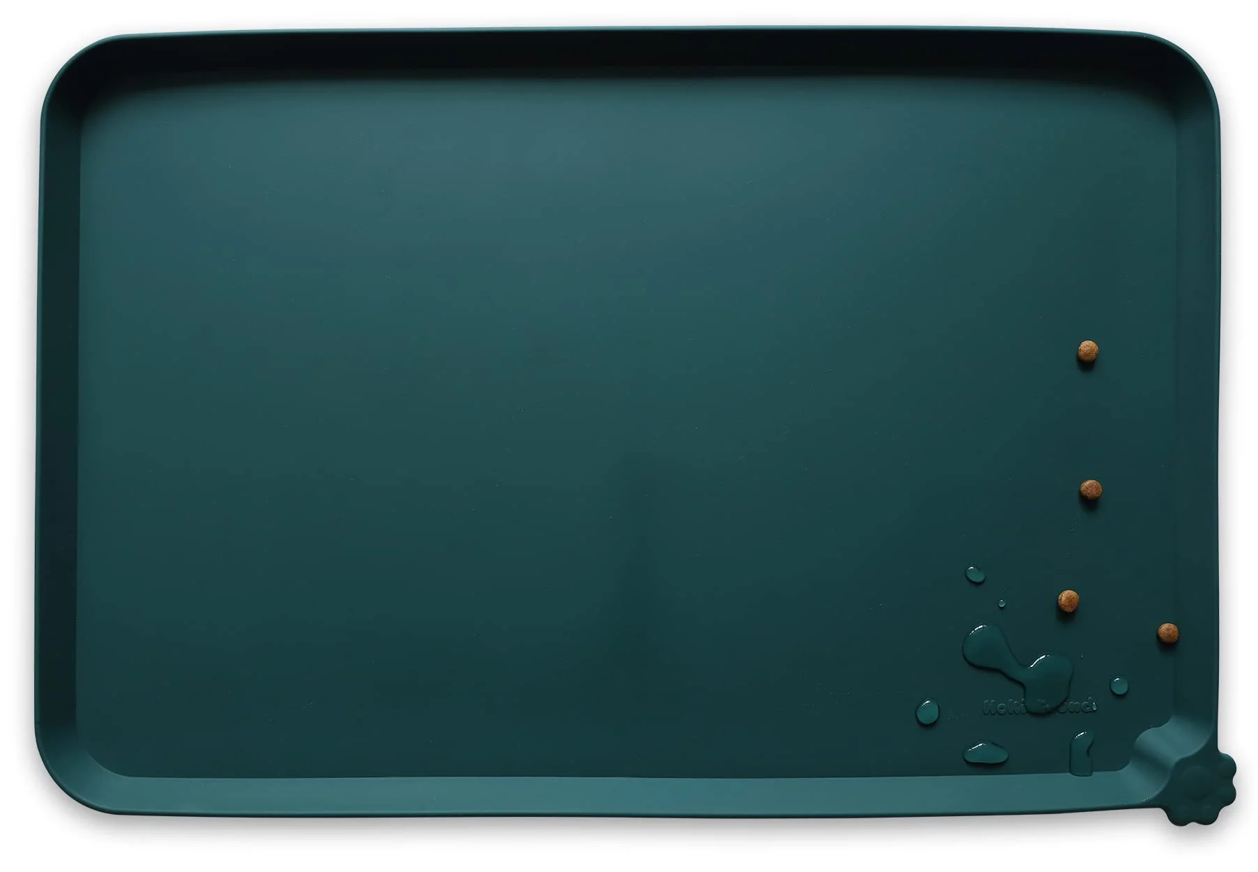 Authentic Hoki Found X-Large Silicone Non-Slip Pet Food Mat - 28x20 in Dark Cedar Proven