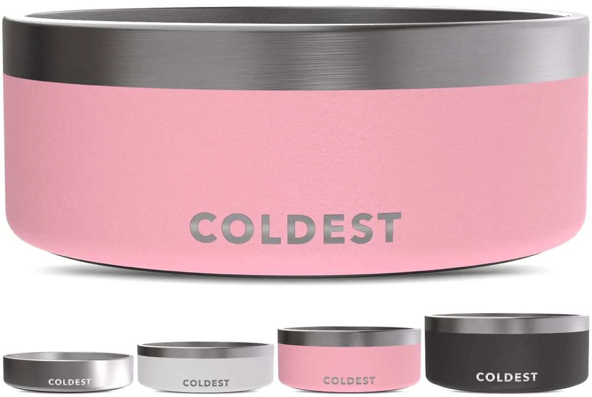 First-Class Coldest Dog Bowl Anti-Rust Non-Slip 3-Layer Insulated Stainless Steel 64 oz - Cotton Candy Pink The Coldest Water Professional