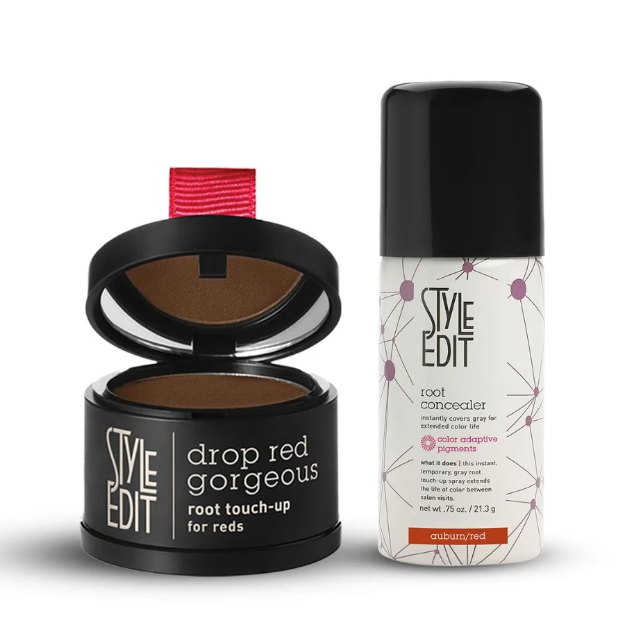 Certified Drop Red Gorgeous Root Touch Up Powder and Travel Size Spray Duo Relaxed