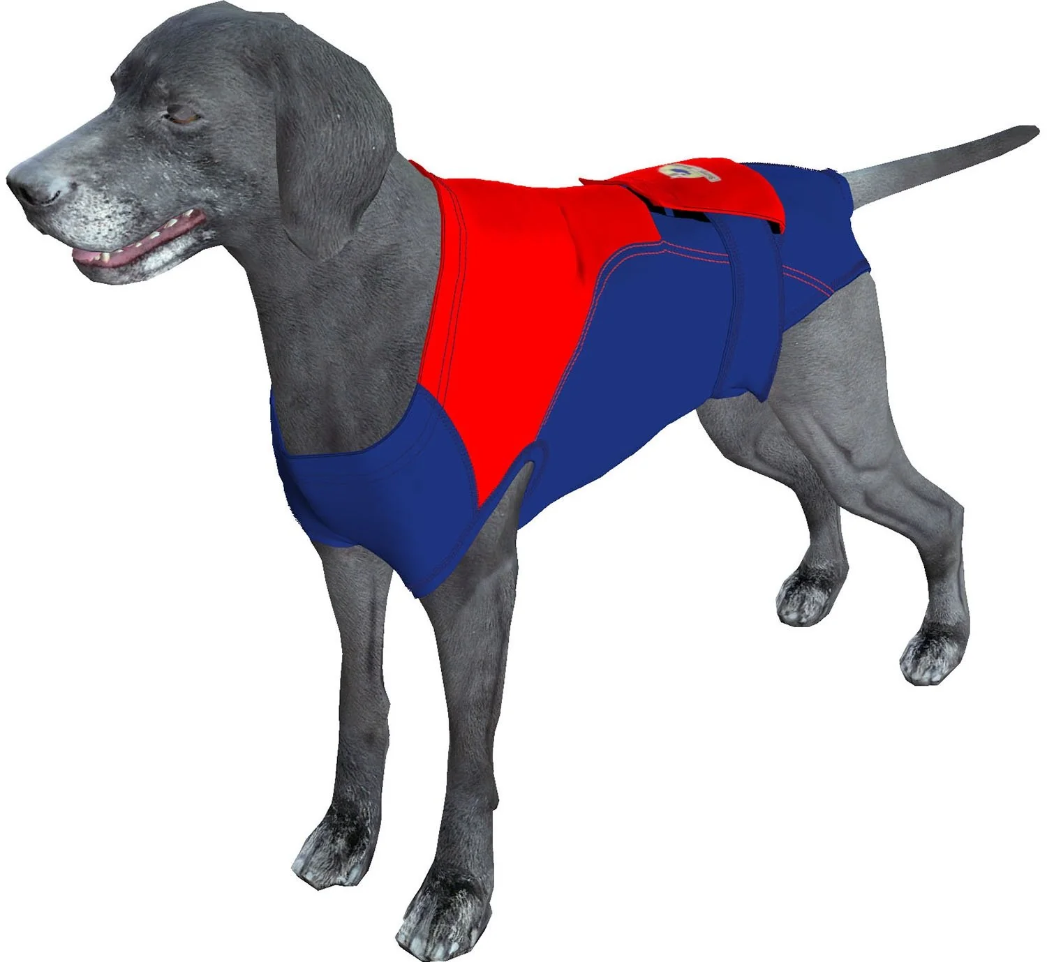 High-End Surgi Snuggly Dog Surgical Recovery Suit – Veterinary-Designed Post-Op Onesie Blue Red Solid