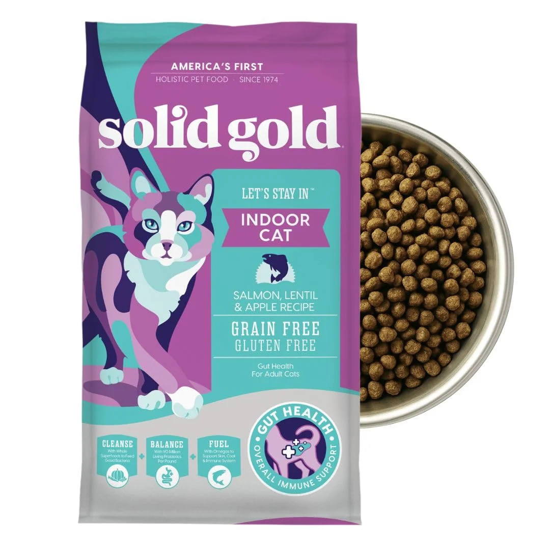 Exceptional Solid Gold Indoor Dry Cat Food – Grain Salmon Kibble with Probiotics Fiber Comfortable