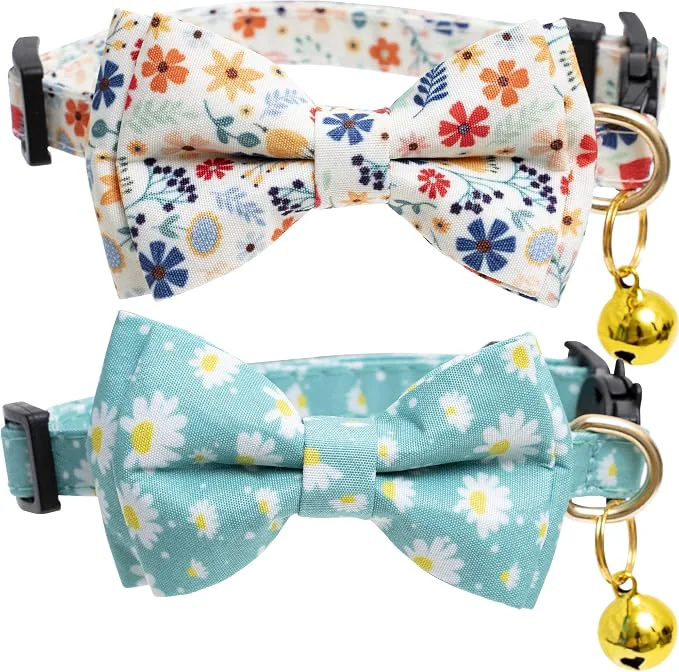 Responsible Faygarsle 2 Pack Cotton Designer Breakaway Cats Collar Safe