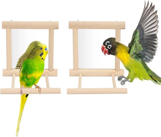 User-Friendly Wontee Bird Mirror Bird Toys for Budgies Parakeets Cockatiels Lovebirds Conures Classic