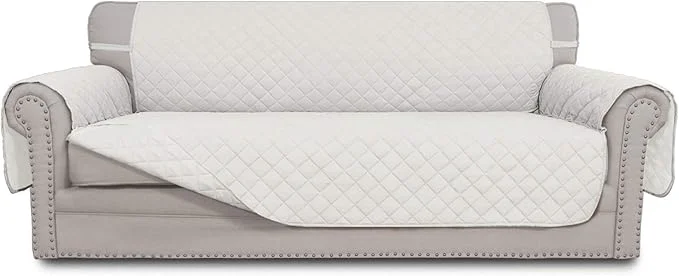 Artisan Easy-Going 4 Seater Sofa Slipcover Reversible Sofa Cover Water Resistant Couch Cover with Foam Sticks Elastic Straps Furniture Protector for Pets Children Dog Cat XX-Large Ivory Ivory About ThisOverview Eco-Friendly