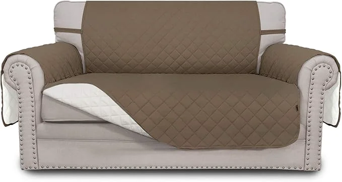 Classic Easy-Going Reversible Loveseat Couch Cover for 2 Cushion Couch Sofa Cover for Dogs Water Resistant Furniture Protector with Foam Sticks Elastic Straps for Pet Loveseat Camel Ivory About ThisOverview Carefully Designed