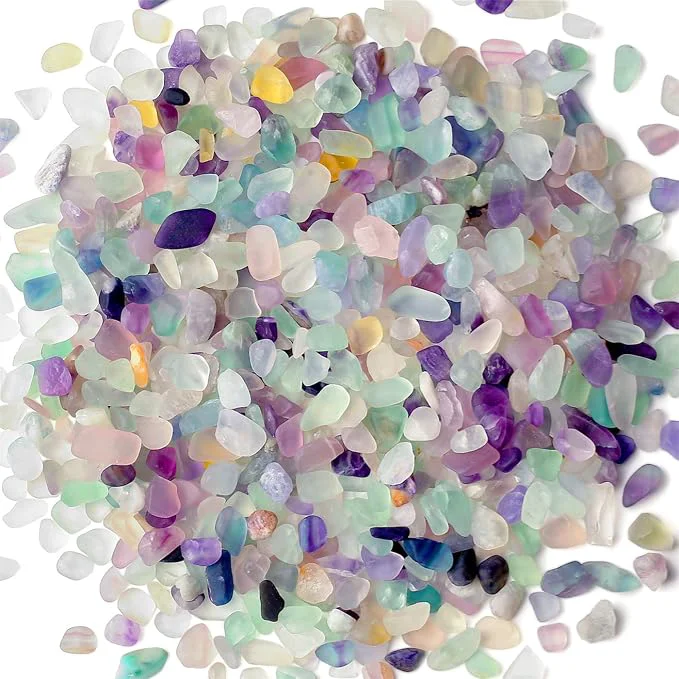 Trendy Fluorite Aquarium Gravel Rocks Natural Tumbled Healing Crystal Chips Bulk Crafted