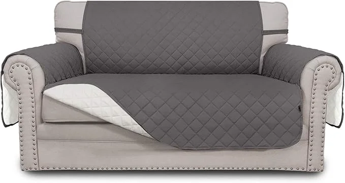 Unique Easy-Going Reversible Loveseat Couch Cover for 2 Cushion Couch Sofa Cover for Dogs Water Resistant Furniture Protector with Foam Sticks Elastic Straps for Pet Loveseat Gray Ivory About ThisOverview Dependable