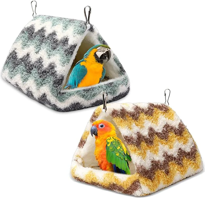 Sophisticated 2 Pack Bird Nest House Hanging Hammock Fluffy Parrots Bird Bed Organic