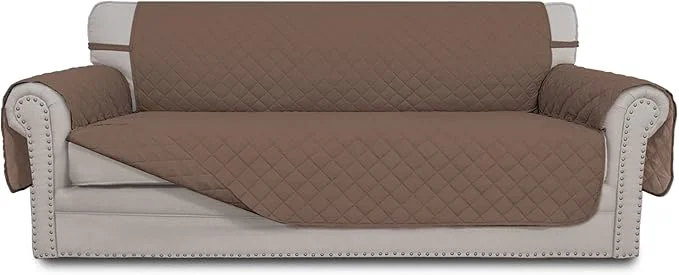Versatile Easy-Going Reversible Couch Cover for 3 Cushion Couch Sofa Cover for Dogs Water Resistant Furniture Protector Cover with Foam Sticks Elastic Straps for Pet Cat Sofa Brown Brown About ThisOverview Minimalist