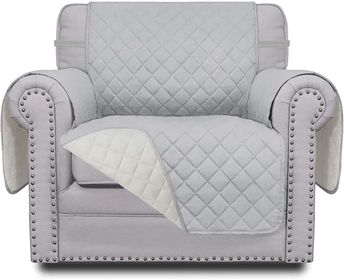 Classic Easy-Going Chair Sofa Slipcover Reversible Sofa Cover Water Resistant Couch Cover Furniture Protector Cover with Elastic Straps for Pets Kids Children Dog Cat Chair Light Gray Ivory About ThisOverview Healthy