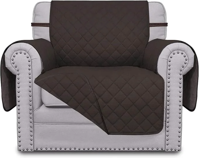 World-Class Easy-Going Chair Sofa Slipcover Reversible Sofa Cover Water Resistant Couch Cover Furniture Protector Cover with Elastic Straps for Pets Kids Children Dog Cat Chair Chocolate Chocolate About ThisOverview Smart