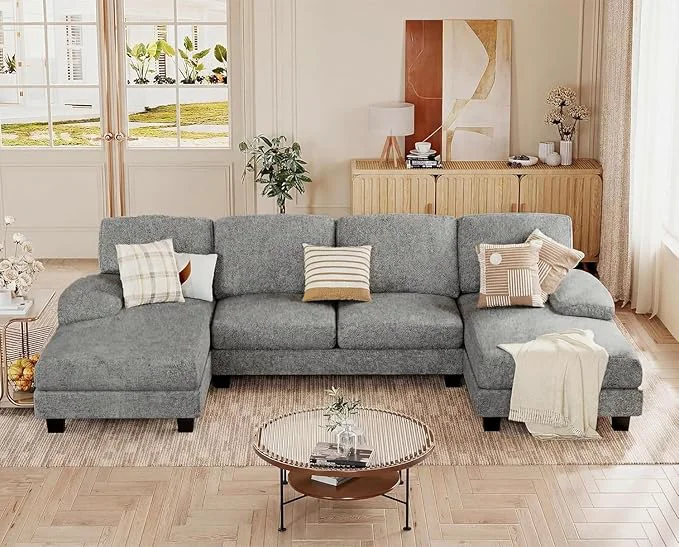 Certified JUMMICO Sectional Couches for Living Room U Shaped Couch with Chenille Fabric 4 Seat Modern Sofa with Removable Pillows for Apartment and Small Space Loop Yarn Pearl Gray About ThisOverview Sophisticated
