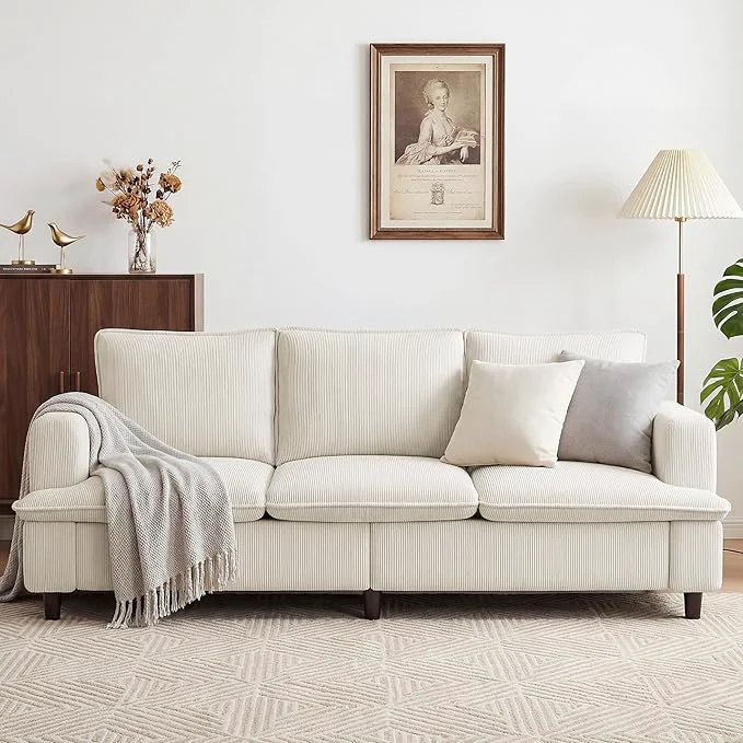 Breathable 3 Seater Couch 83 Comfy Corduroy Sofa with Deep Seat Modern Sofa Couch for Living Room Office Bedroom Apartment Pillows not Included About ThisOverview Fashionable