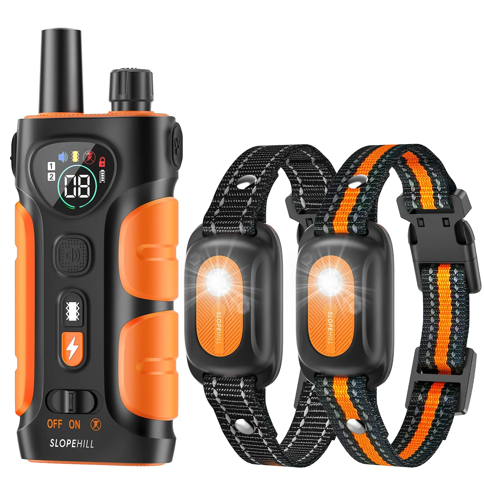 Certified SLOPEHILL Dog Training Collar 4200ft Remote IPX8 Waterproof 2-Pack with Beep Vibration Light No-Shock Mode Stylish
