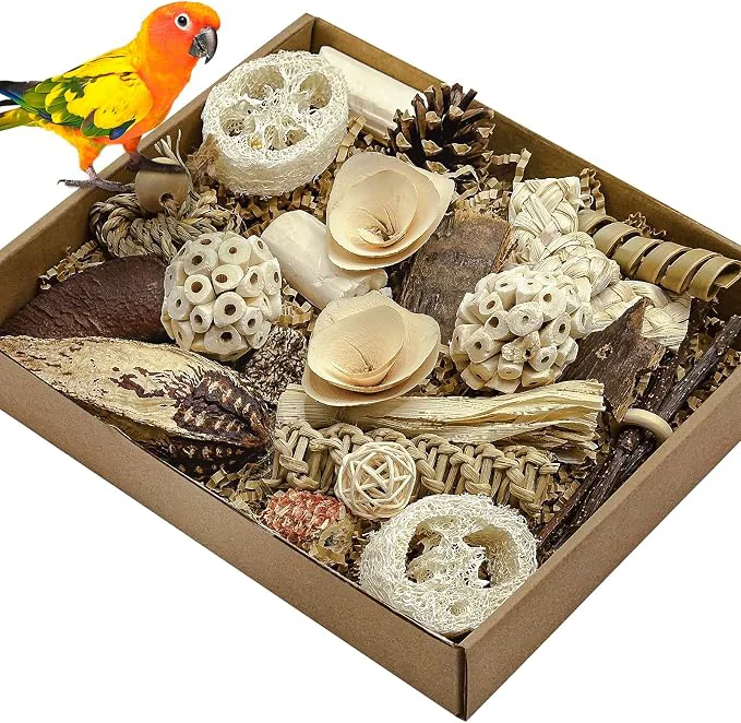 Trusted Natural Bird Toy Foraging Parrot Shredding Toys Box Conure Chewing Toys Comfortable