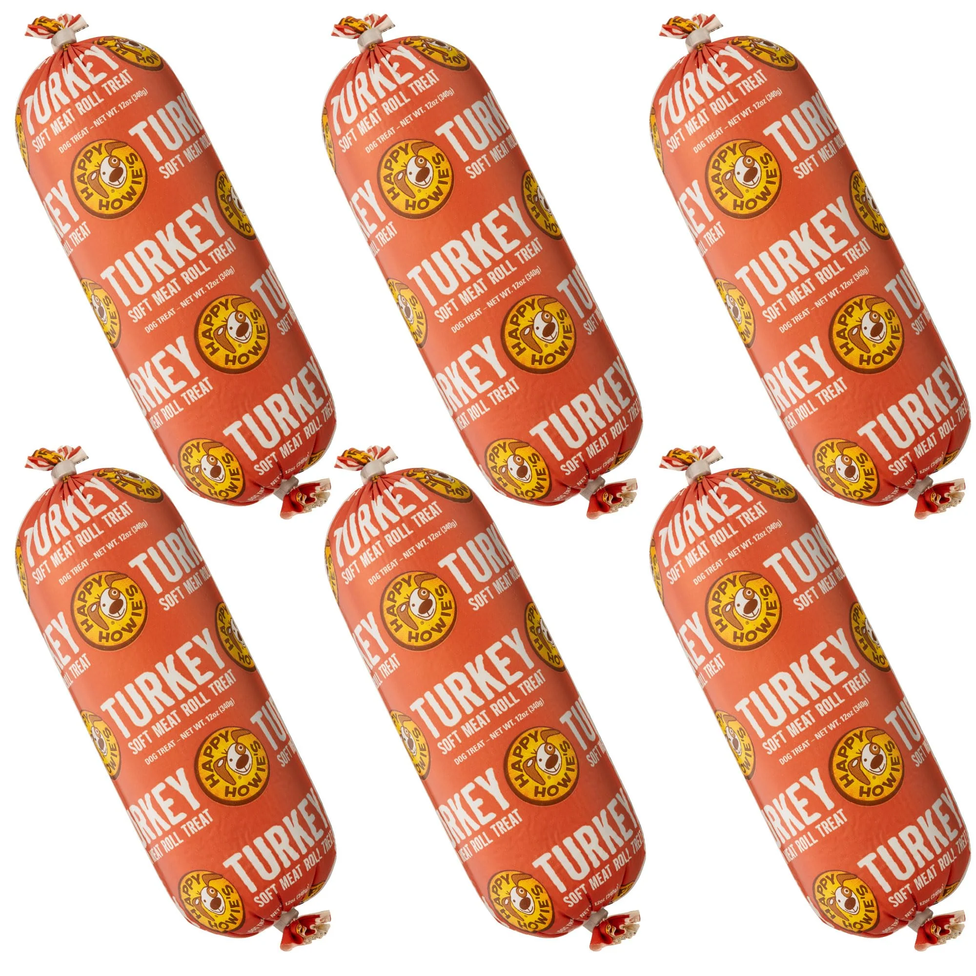 Fast Happy Howie's Soft Meat Roll Treat - Turkey High-Protein Soft Dog Rolls Natural Ingredients Made in USA - 12 Oz Pack of 6 Unique