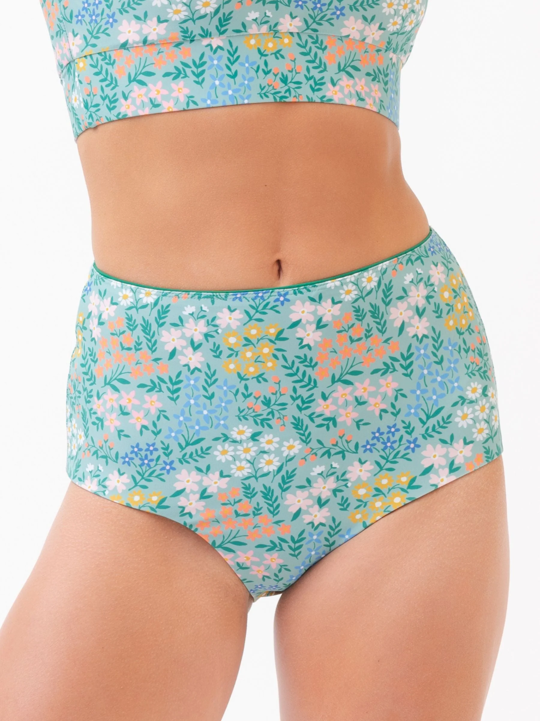 User-Friendly Little Meadow Emerald Reversible Ultra High-Waist Bottom Elegant