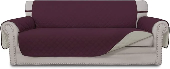 Trusted Easy-Going Reversible Oversized Couch Cover for 3 Cushion Couch Sofa Cover for Dogs Water Resistant Furniture Protector Cover with Foam Sticks for Pet Oversized Sofa Wine Beige About ThisOverview Innovative