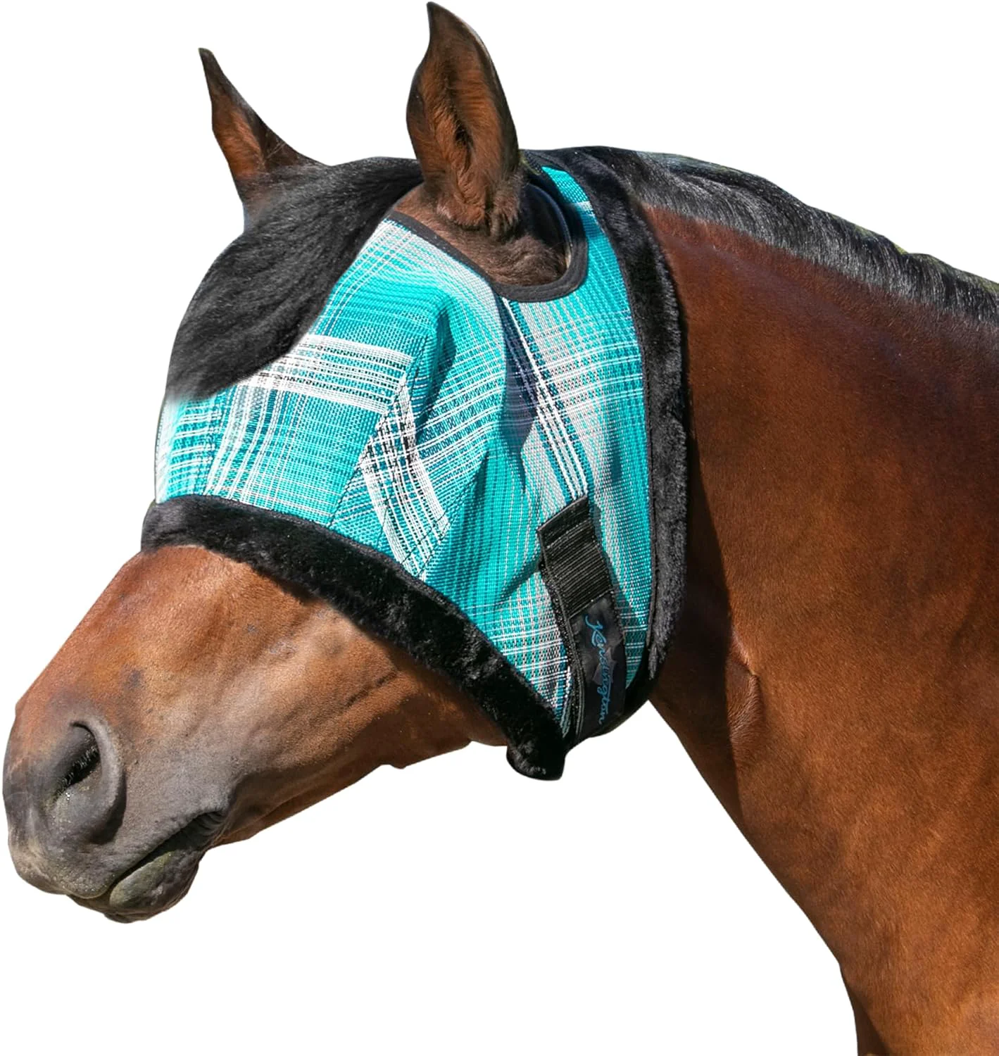 Reliable Kensington Fly Mask with Fleece Trim for Horses — Protects Face and Eyes Helps Block Sun Rays While Allowing Full Visibility — Breathable and Non Heat Transferring Powerful