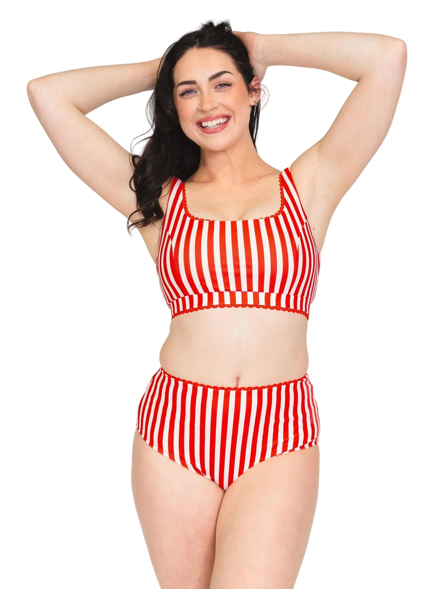 Optimized Red Stripe Scoop Bralette Enhanced