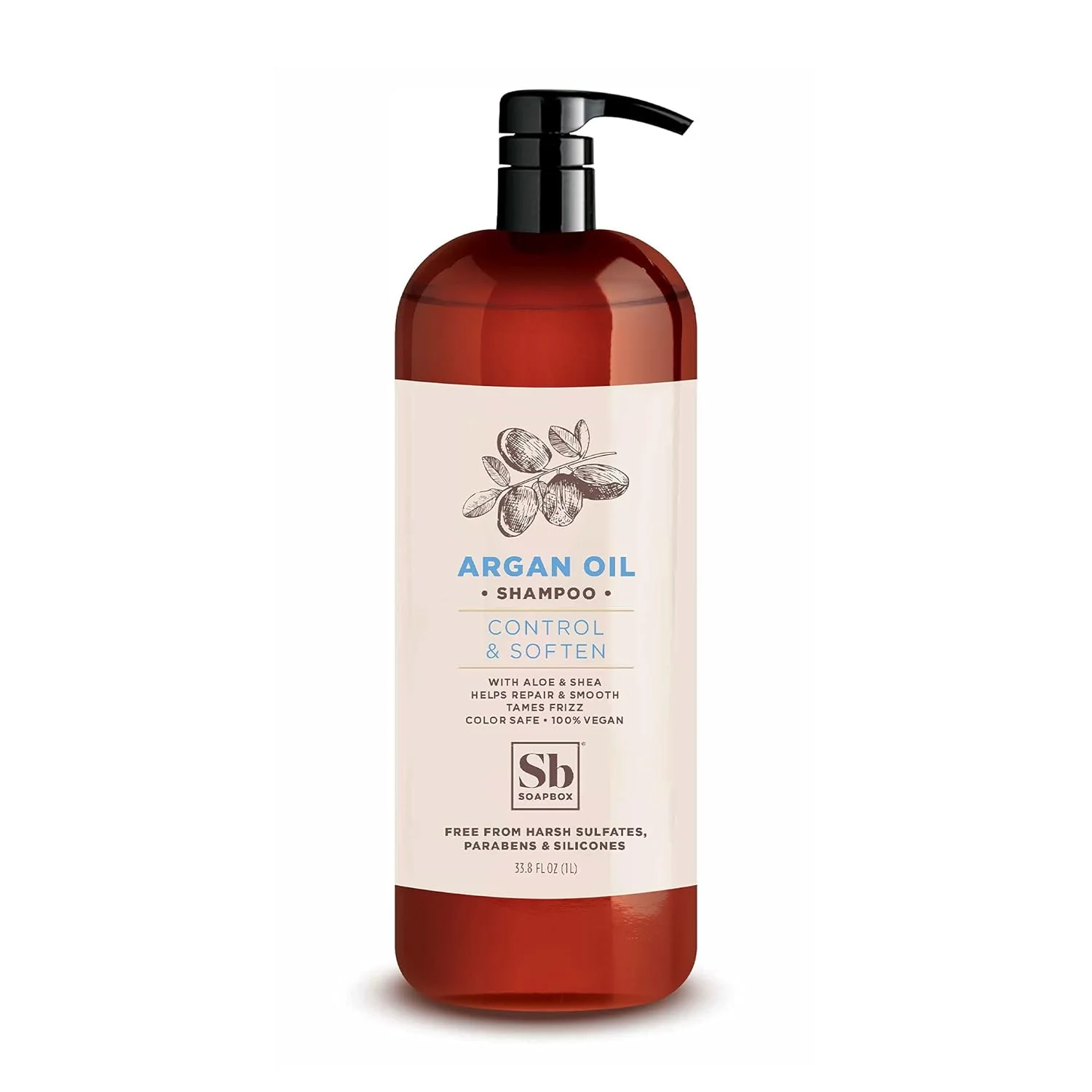 Genuine Soapbox Argan Oil Shampoo Harsh Sulfate Paraben Silicone Color Safe and Vegan Hair Shampoo Control Soften Shampoo 33.8 Ounces Relaxed