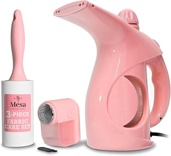 Smooth Inspired Living Fabric Care Kit – 3-Piece Garment Care Set with Handheld Steamer Lint Roller Fabric Shaver Defuzzer – Wrinkle Remover Clothing Refresh Essentials – Blush PinkAbout ThisOverview Trendy