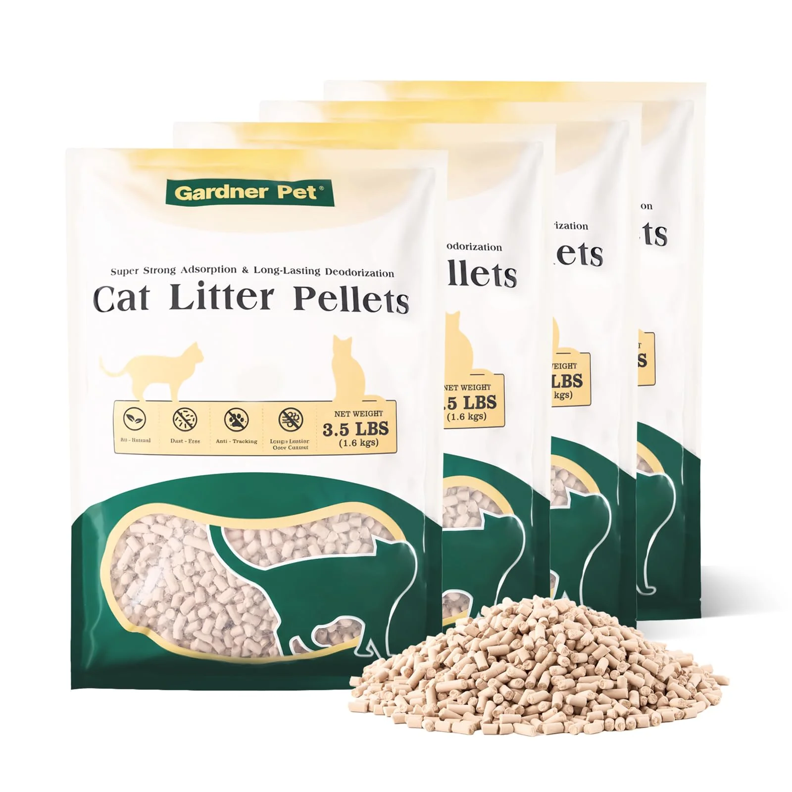 Classic Gardner Pet Cat Litter Pellets — Odor Control Low Dust Double-Layer Box Ready 3.5LBS x 4 Excellent