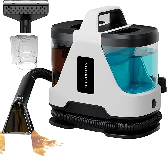 Breathable Carpet Spot Cleaner Machine 16Kpa Portable Deep Cleaner with 62.5oz Tank and for Carpets Upholstery Pet Hair，Includes 2 Brushes Extension Hose White About ThisOverview Top-Quality