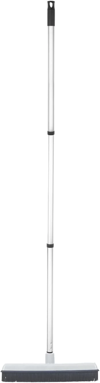Fashionable Rubber Bristle Broom for Floors Salon Broom Rubber Squeegee Broom Rug Broom Rubber Rake for Human Hair Pet Hair Fur Lint Liquid with 3-Part Handle GreyOverview Excellent