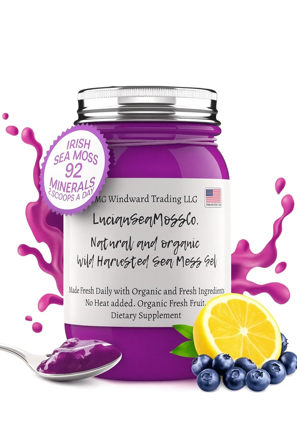 Dependable Fresh Organic Blueberry Lemonade Infused Sea Moss Gel Enhanced