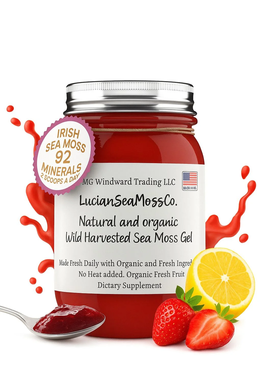 Fine Fresh Organic Strawberry Lemonade Infused Sea Moss Gel Excellent
