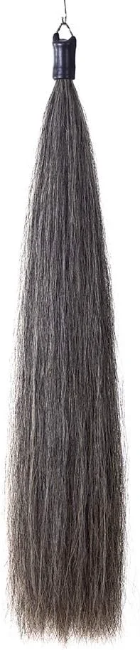 High-Quality Horse Tail Extensions with Braided Horsehair Loop Blunt Cut Bottom 34-36 inches Long and 1 lb Weight Dark Gray Professional