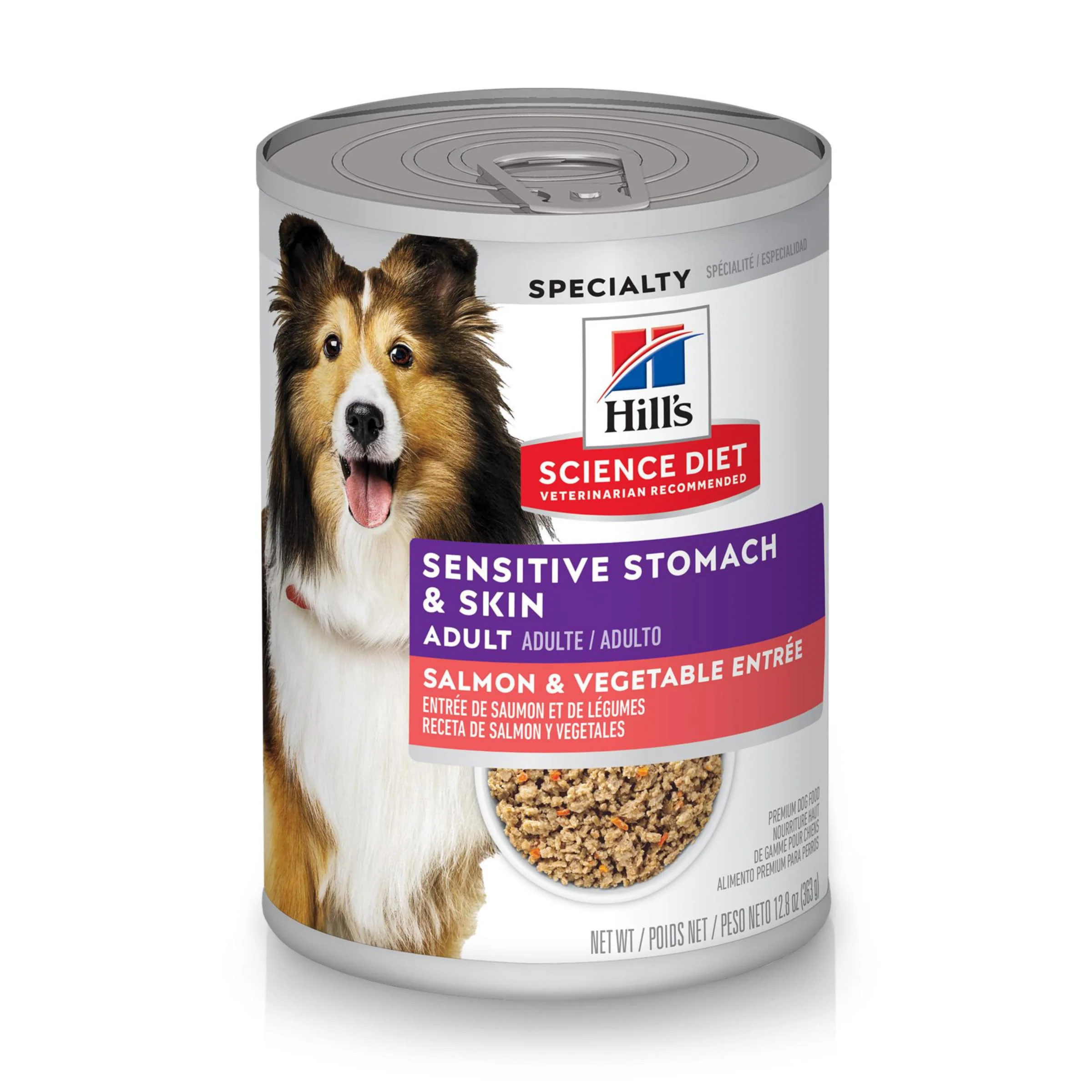 Verified Hill's Science Diet Sensitive Stomach Skin – Adult 1-6 Wet Dog Food with Salmon Vegetables 12.8 oz Can Case of 12 Easy-to-Use