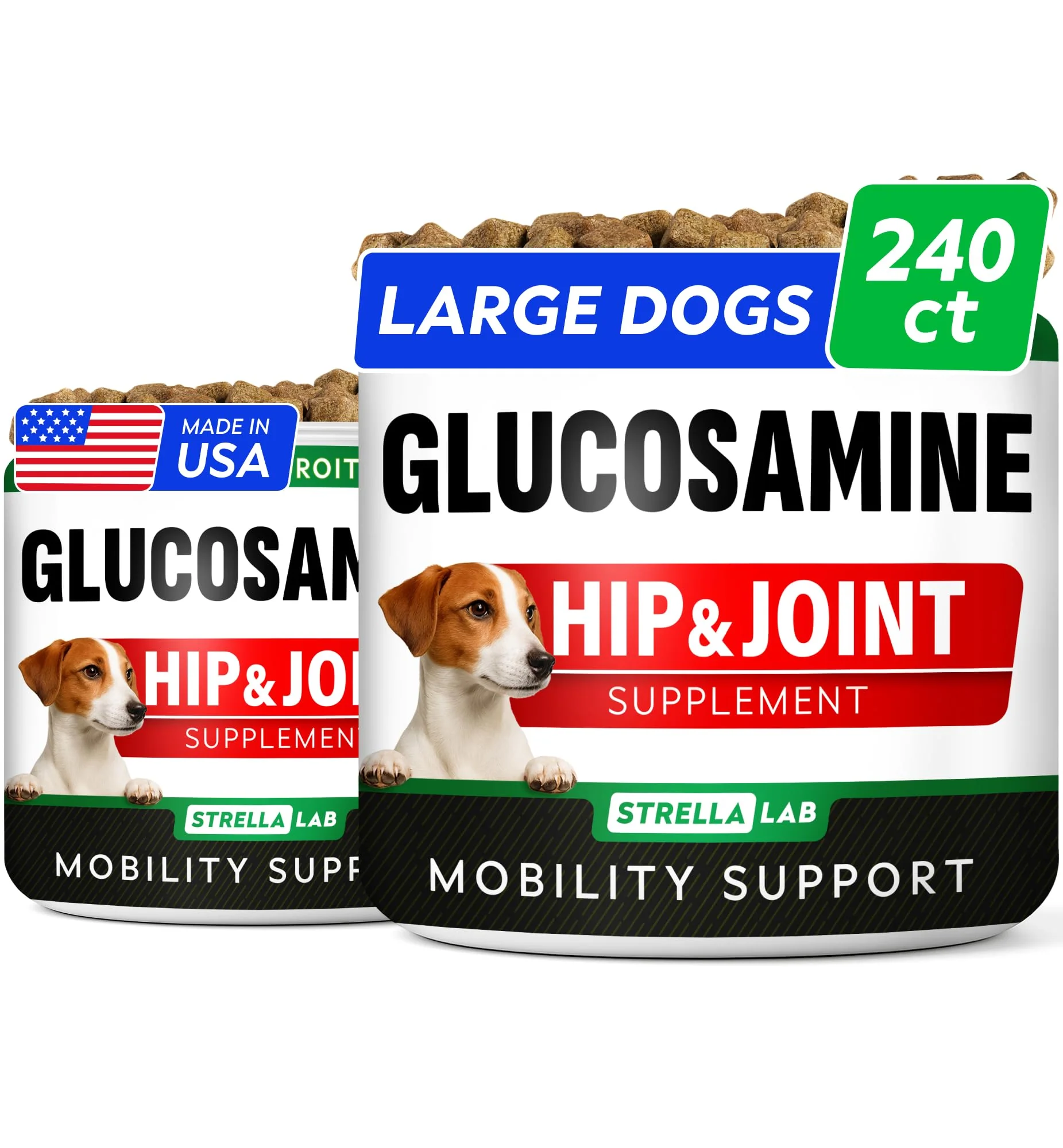 Classic STRELLALAB Glucosamine Treats for Dogs – Advanced Mobility Chews Peanut Butter 240 Ct Easy-to-Use
