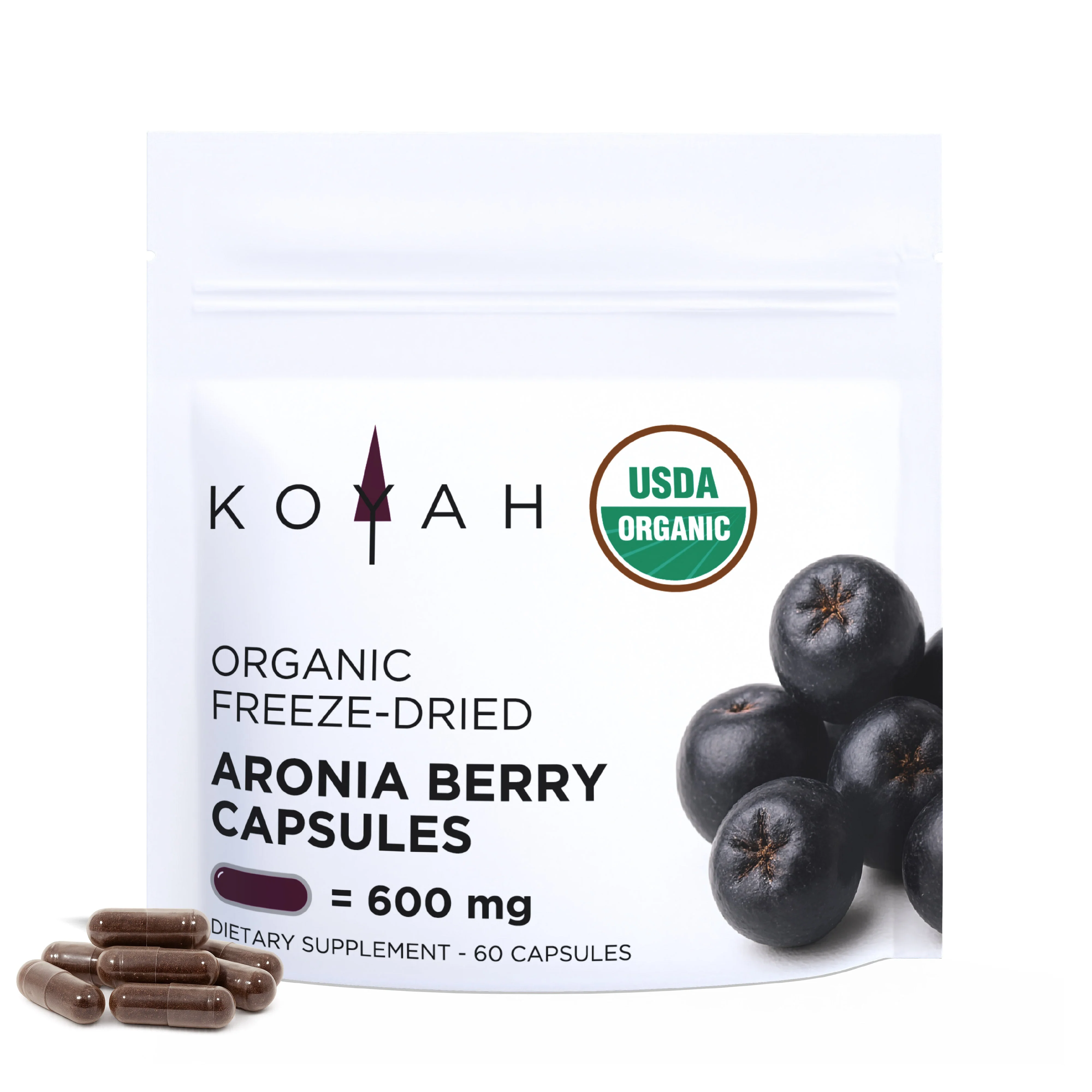 Flexible Organic Aronia Berry Capsules Selected