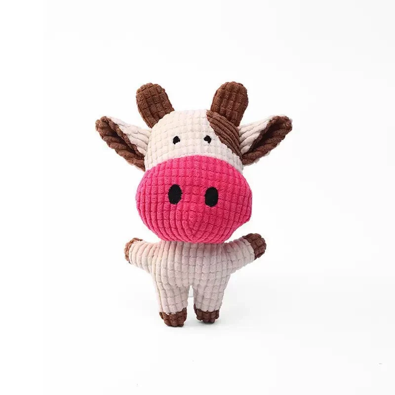 Natural Milou Lumi Pet Plush Squeaky Toy - Cow Sophisticated