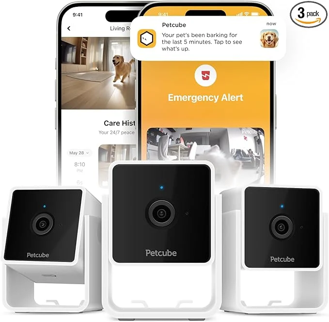 Fine Petcube Cam Pack of 3 Indoor Home Security Cameras with 1080p HD Video 2-Way Audio Motion Detection and Phone App Night Vision Wi-Fi Camera for Apartment Security Video Baby Monitor Pet CameraAbout ThisOverview Stylish