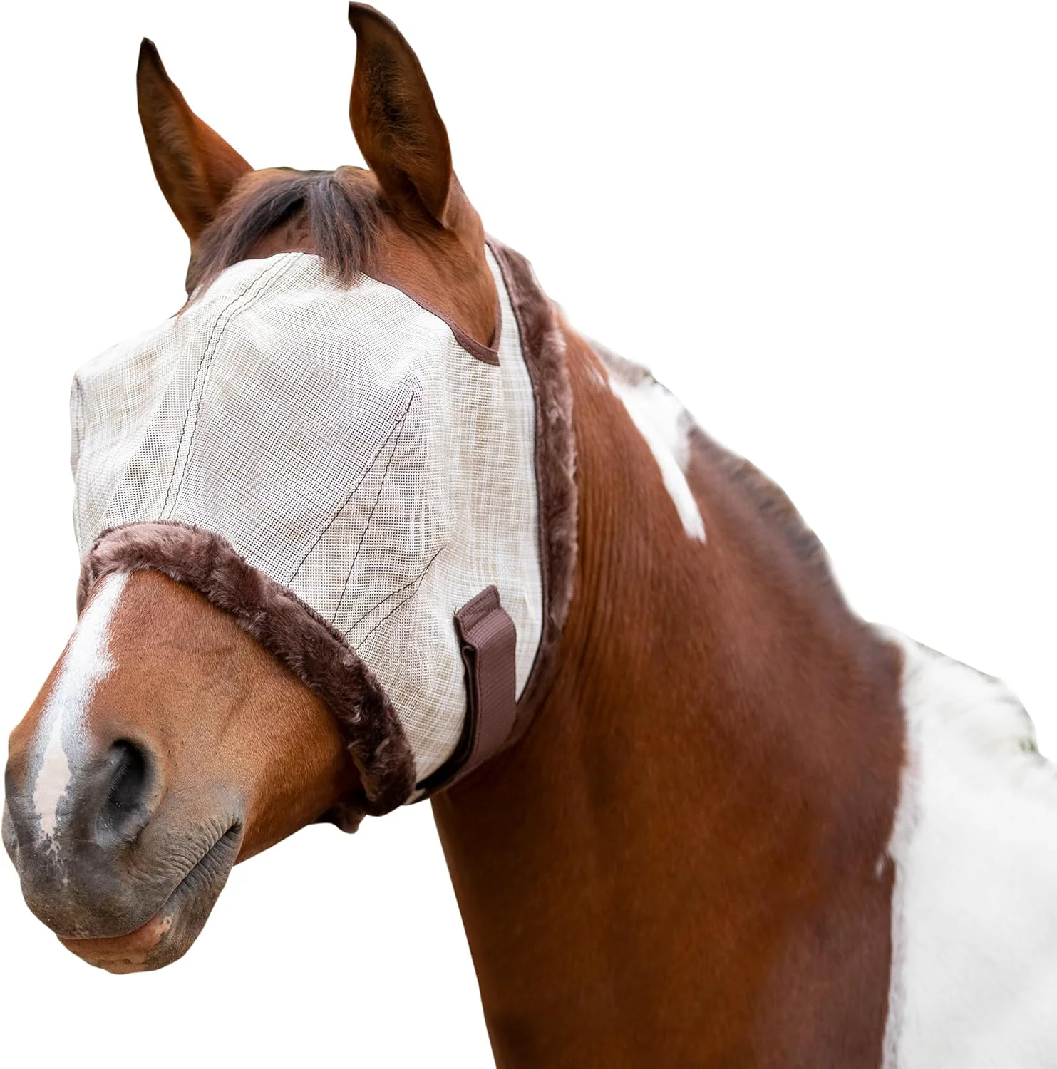 Outstanding Kensington Fly Mask with Fleece Trim for Horses — Protects Face and Eyes Helps Block Sun Rays While Allowing Full Visibility — Breathable and Non Heat Transferring First-Class