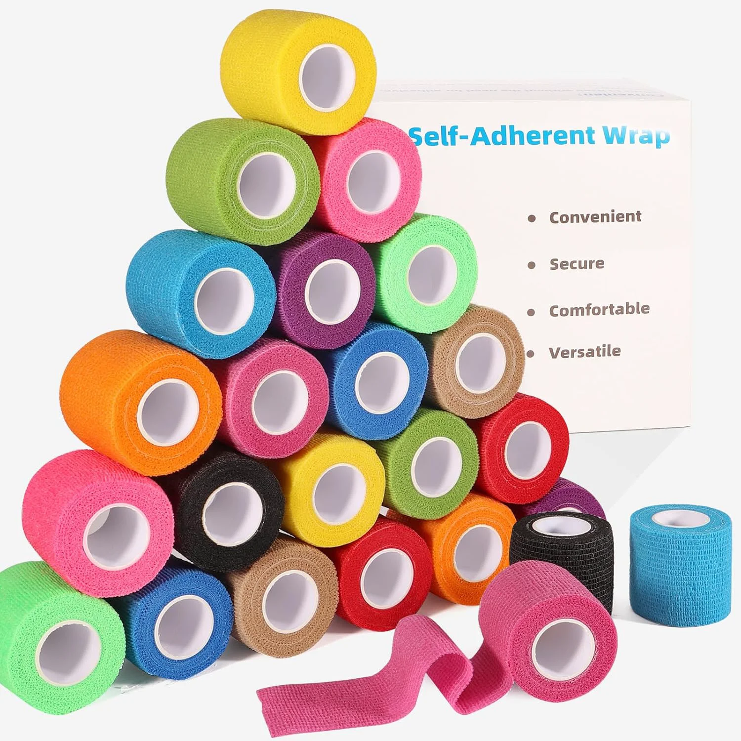 Smooth LDIWEE 24 Pack Self Adhesive Bandage Wrap 2 Inch Vet Wrap for Dogs Horses Elastic Cohesive Tape for Athletic Sports First Aid Medical Ankle Sprains Wrist Support Expertly Made