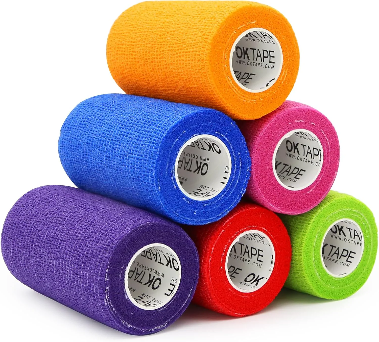 Superior OK TAPE Self Adherent Cohesive Bandages Wrap - 6Packs 4 x 5 Yards Non-Woven Self Adhesive Bandage Wrap for Thumb Finger Wrist Ankle Vet Wrap Bandages Tape Mixed Colors Responsible