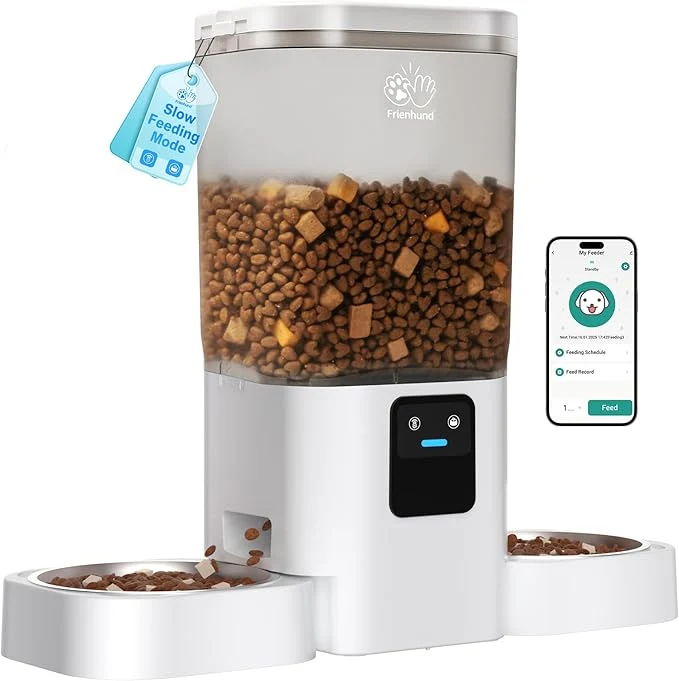Casual 5G WiFi Automatic Cat Feeder 2 Cats Dual Automatic Dog Feeder with APP Control Cat Food Dispenser for Multiple Pets Detachable for Easy Clean 7L Large Food Storage -29 Cup ACF190W-C About ThisOverview Solid
