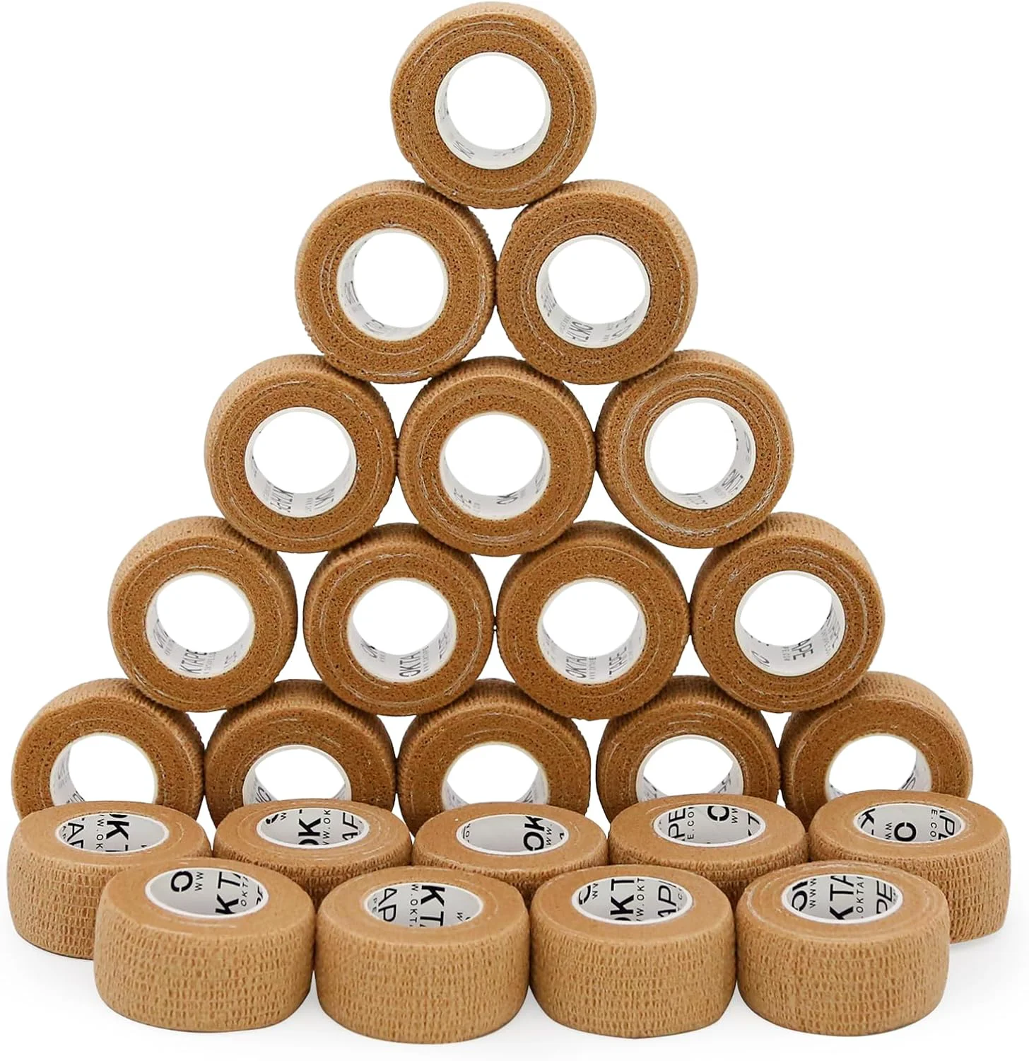 Unique OK TAPE Self Adherent Cohesive Bandages Wrap - 24Packs 1 x 5 Yards Non-Woven Self Adhesive Bandage Wrap for Thumb Finger Wrist Ankle Vet Wrap Bandages Tape Beige Certified
