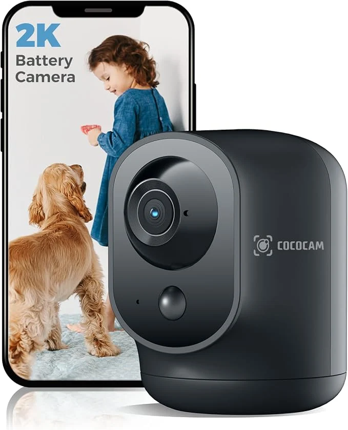 Top-Quality COCOCAM 2K Indoor Pan Tilt Security Camera with 5200mAh Battery WiFi Camera Wireless for Baby Monitor Pet Home Security AI Recognition PIR Human Detection 2.4G WiFi Black About ThisOverview Premium