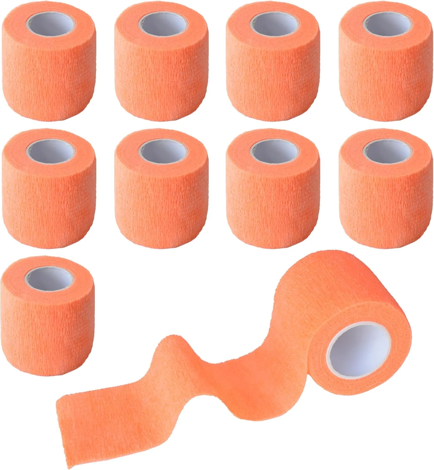 High-Quality 9 Pack 2 x 5 Yards Self Adhesive Bandage Wrap Self Stick Wrap for Ankle Wrist Finger Sports Breathable Cohesive Vet Tape for Pets Light Orange Next-Generation