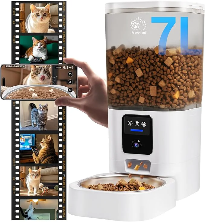 World-Class Automatic Cat Feeder with 2K Camera 5G WiFi Automatic Dog Feeder with Night Vision Cat Food Dispenser with 7L Large Food Storage Container for Multiple Pet Detachable for Easy Clean -29 CupAbout ThisOverview Effective